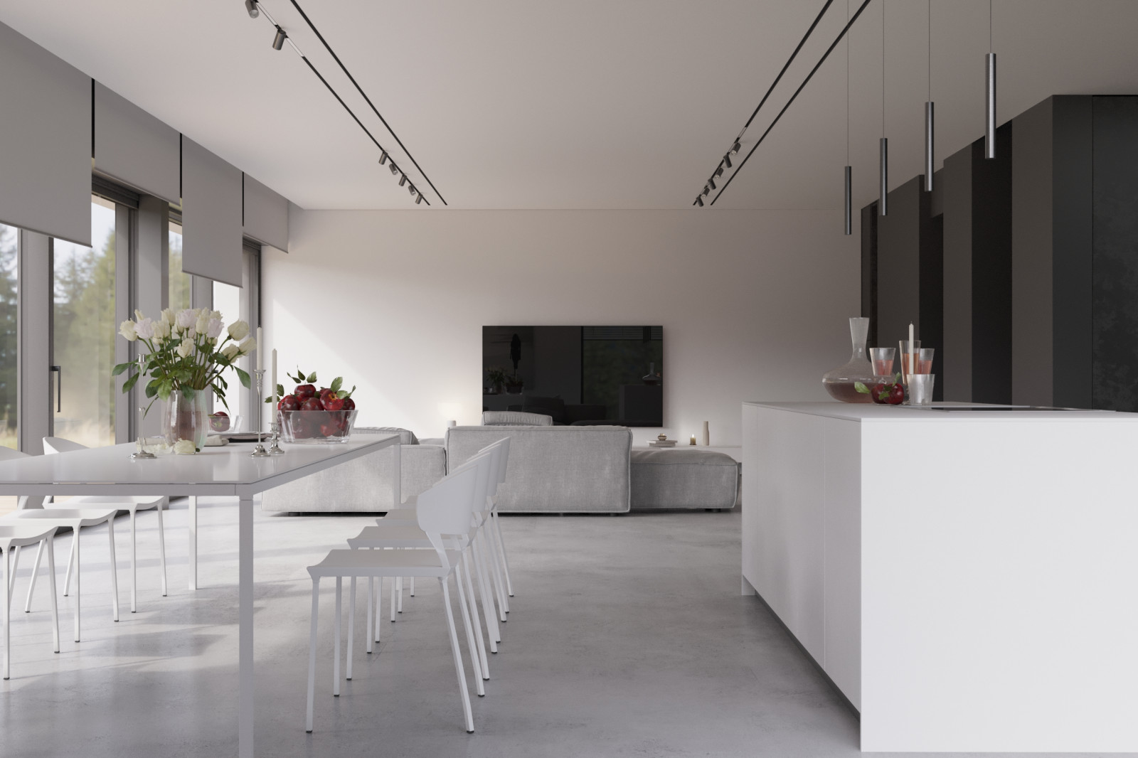 Визуализация проекта коттеджа студии 13/72 . Гостиная