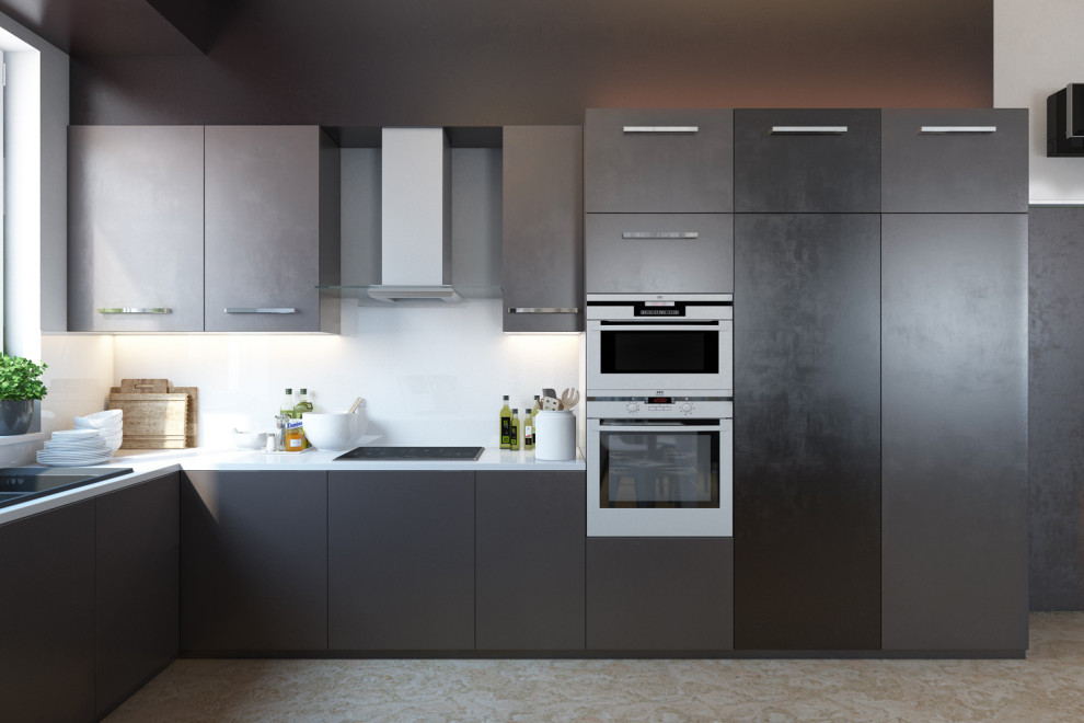 Дизайн гостиной и кухни в коттедже в современном стиле