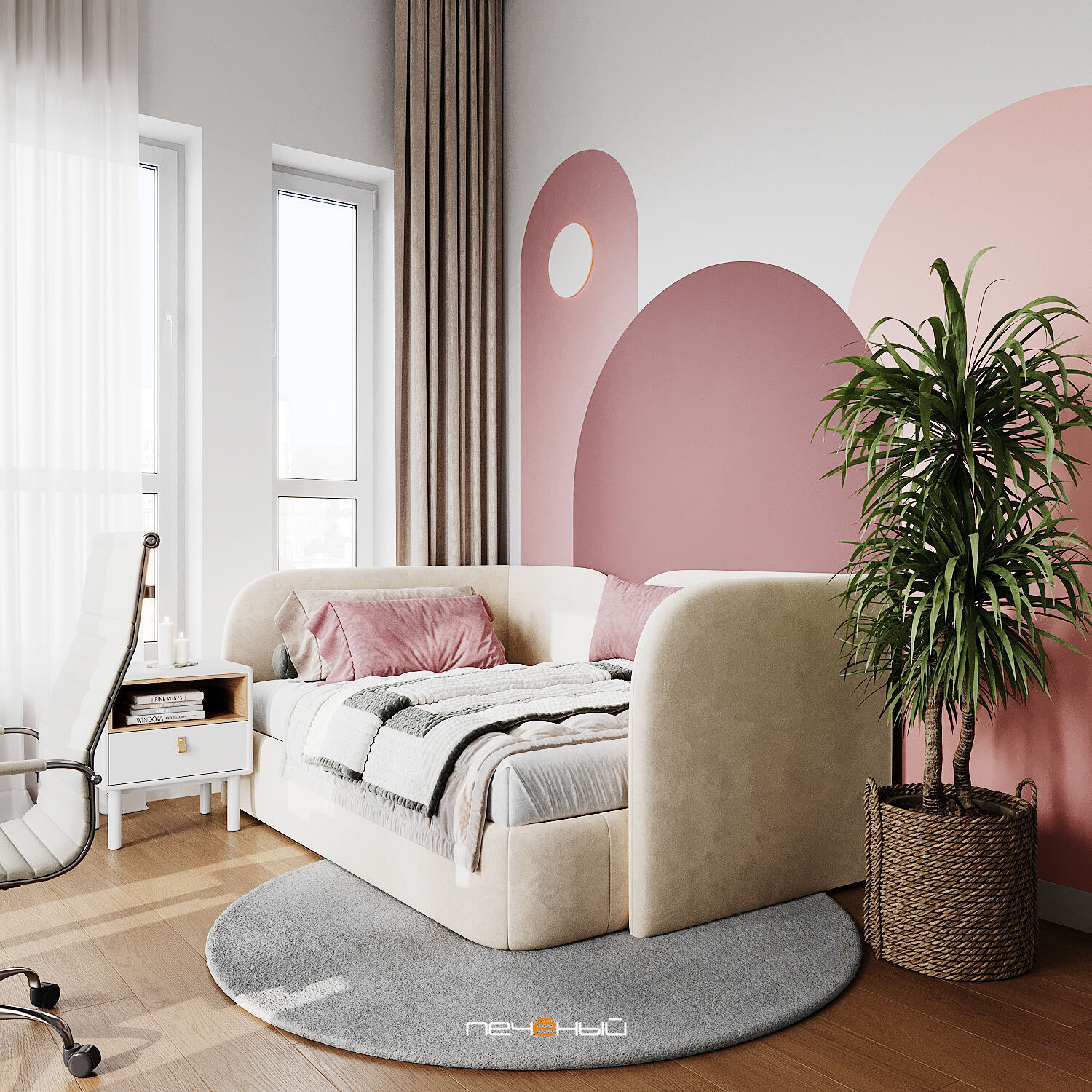 2025 Дизайн 2-комн. квартиры 76 м² в современном стиле, Москва, Green Park