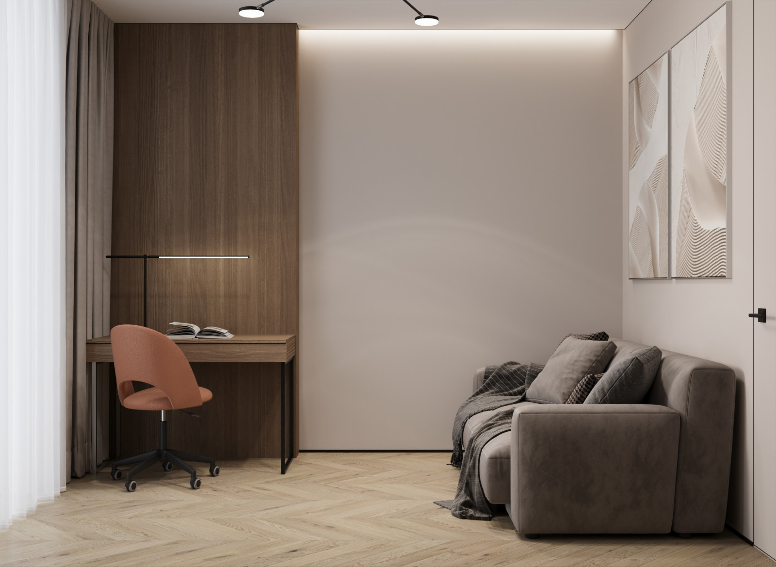 Дизайн интерьера кабинета  в квартире  ЖК "Брусника"
