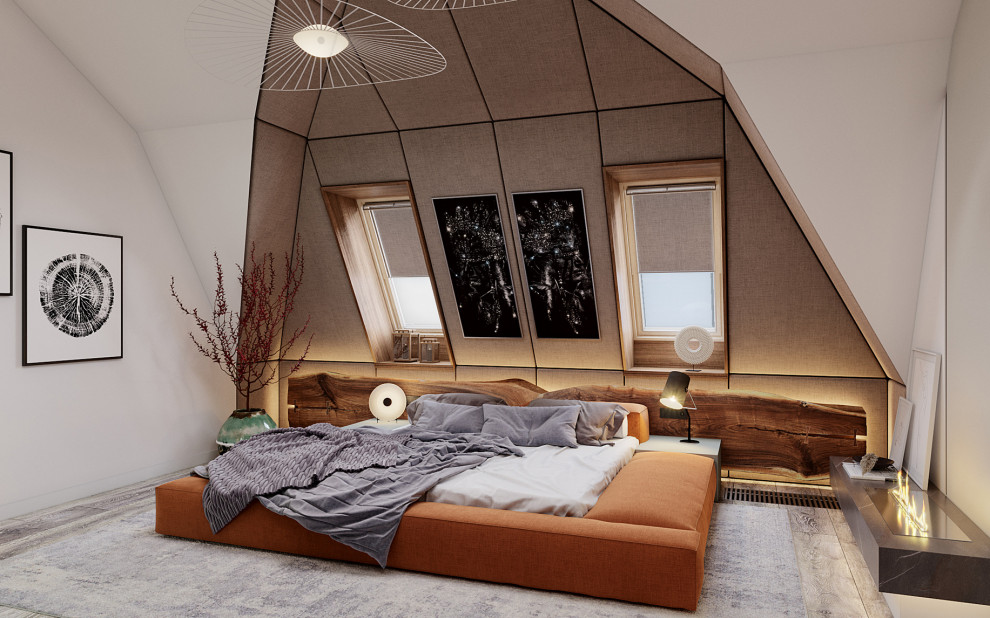 Досуговая зона с гостевой комнатой на мансарде в загородном доме