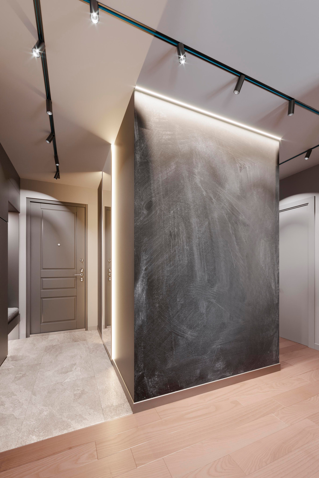 Дизайн и ремонт квартиры в ЖК «Level Амурская» — Сложный серый