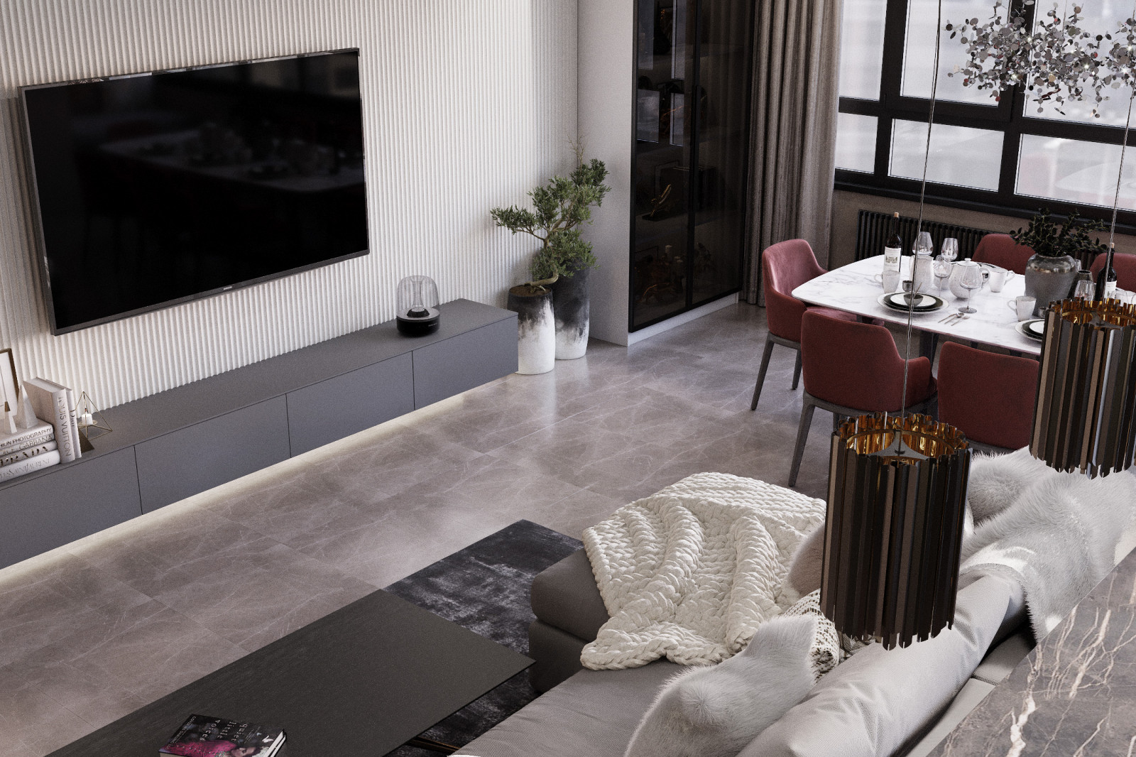 Квартира выполнена в современном стиле