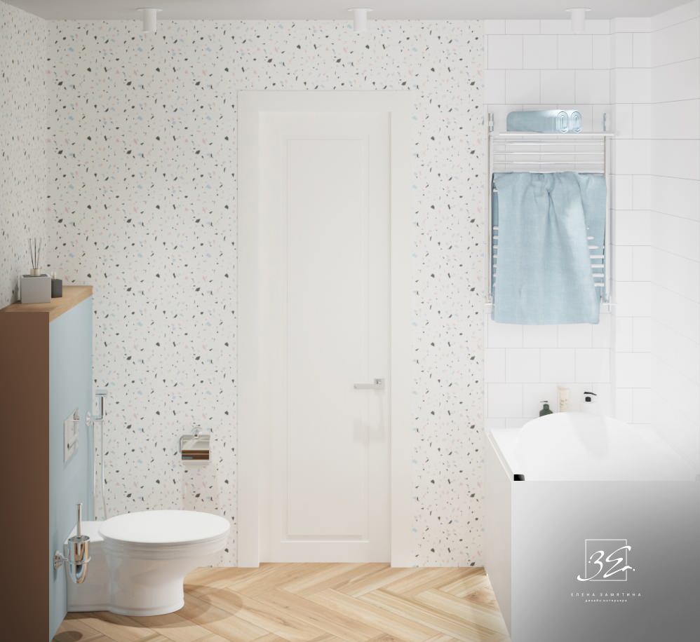 Санузел в скандинавском стиле совмещенный
