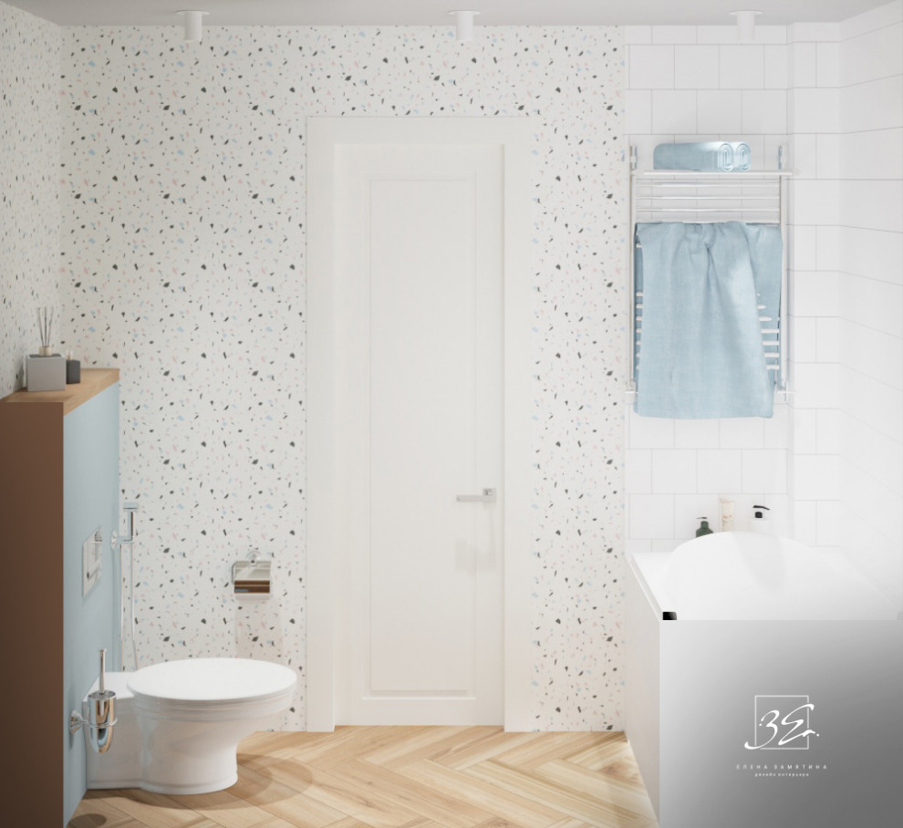 Санузел в скандинавском стиле совмещенный