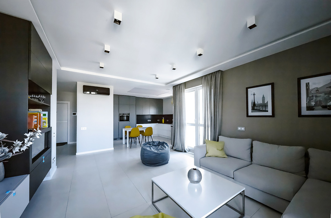 Дизайн квартиры в современном стиле с  акцентами.