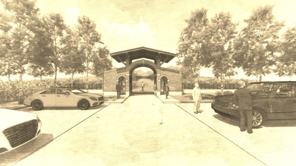 Entrance in small hotel complex