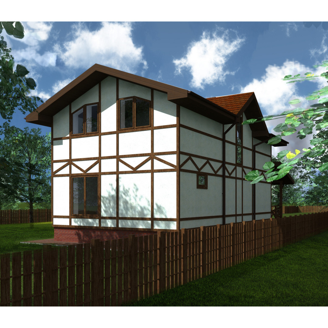 Проект дома из газосиликатного блока в баварском стиле