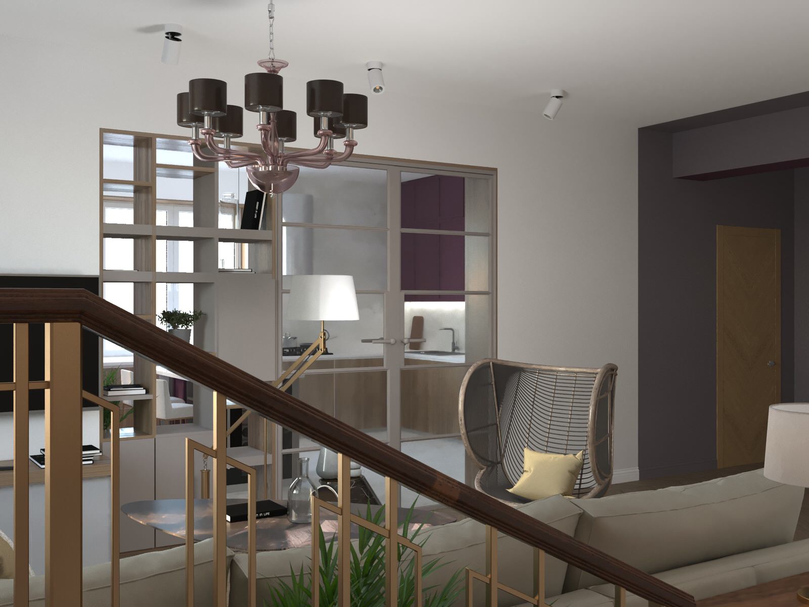 Проект прихожей и гостиной в доме для нескольких поколений семьи