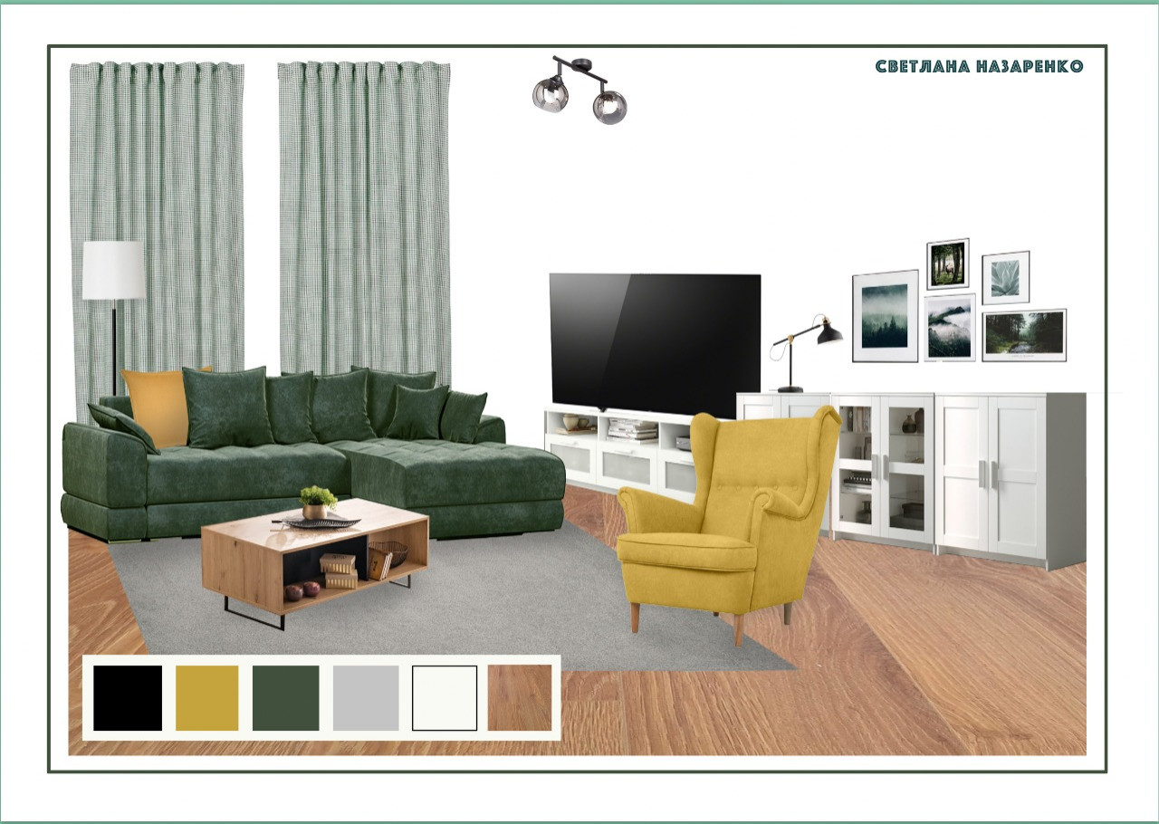 Обложка проекта: Проект декорирования гостиной-столовой