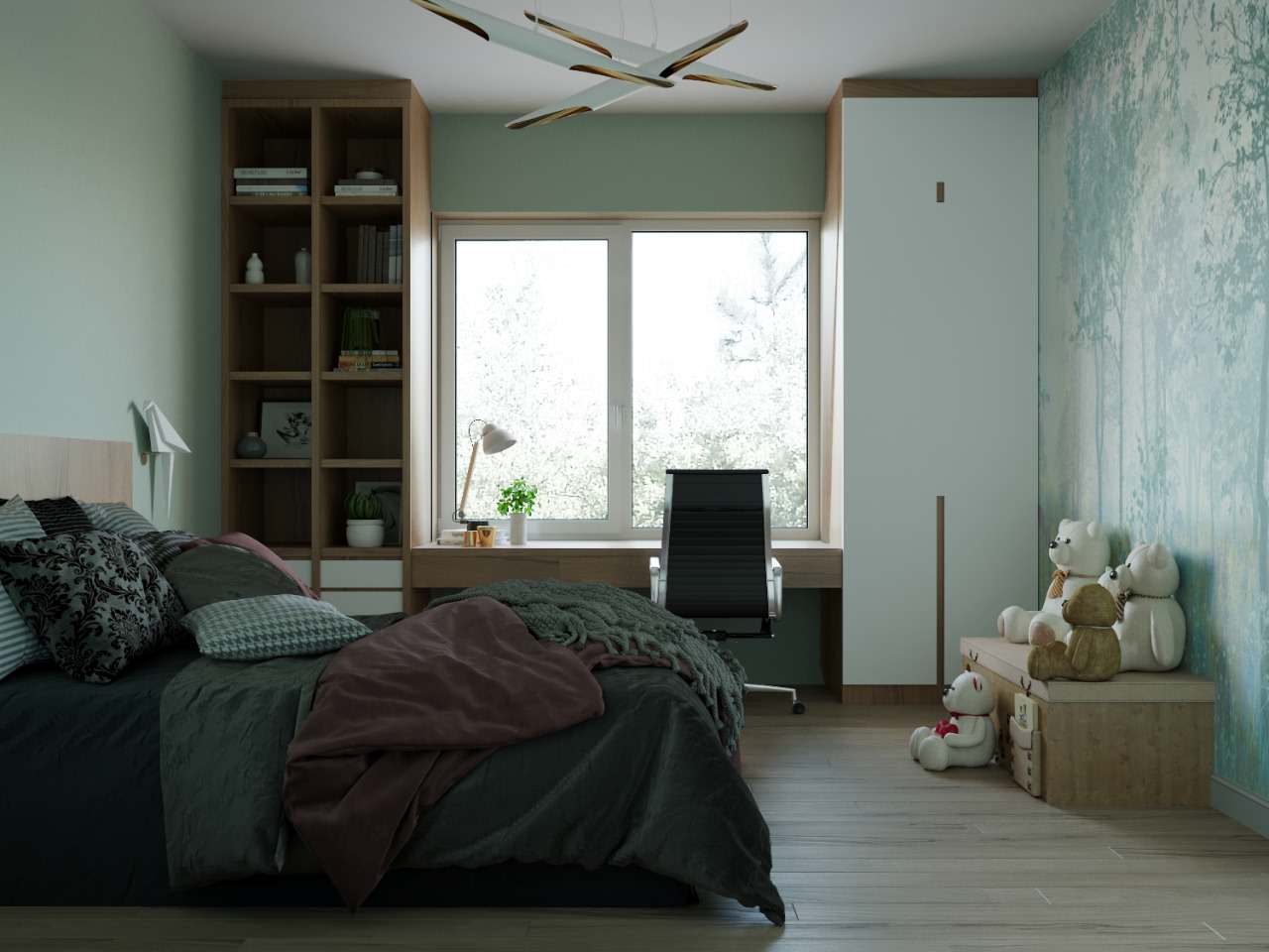 Интерьер в скандинавском стиле 152 м^2. г.Казань