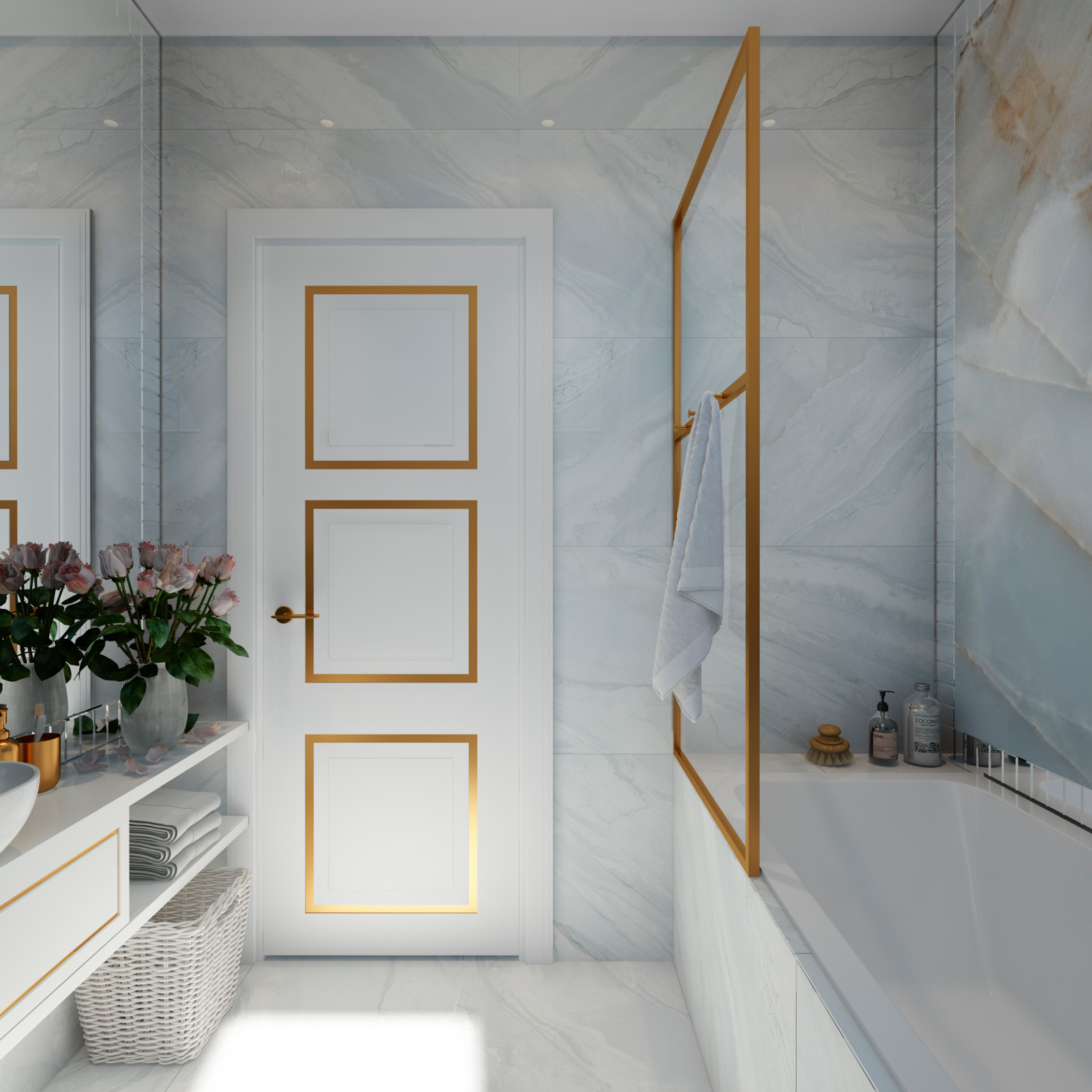 Ванная комната в мансардном помещении.