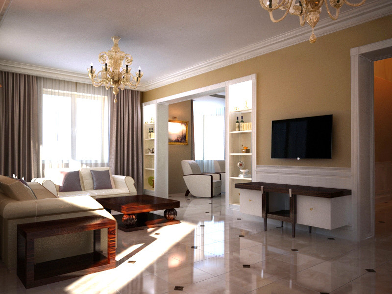 Загородный Дом - прихожая, гостиная. Проект.