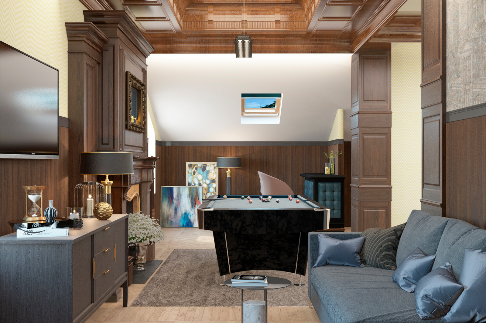 Бильярдная на мансардном этаже