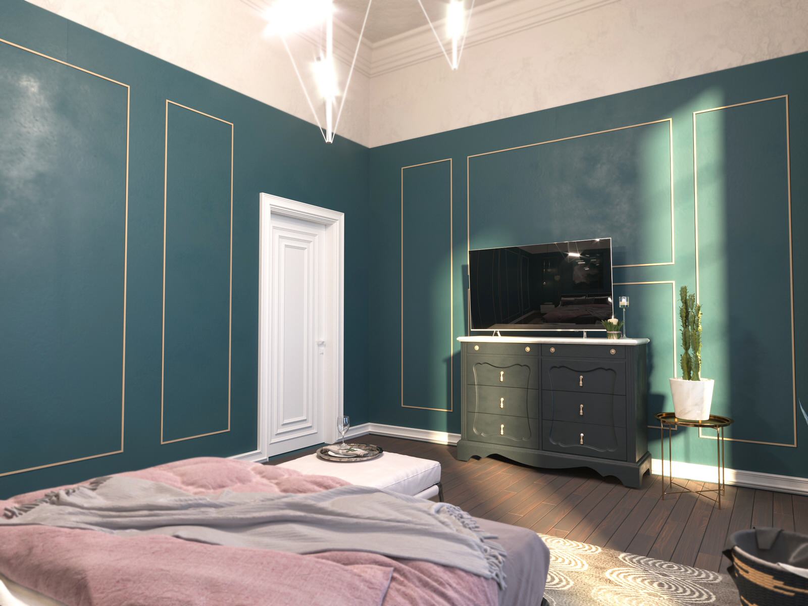 Дизайн спальни частного дома в стиле современная классика