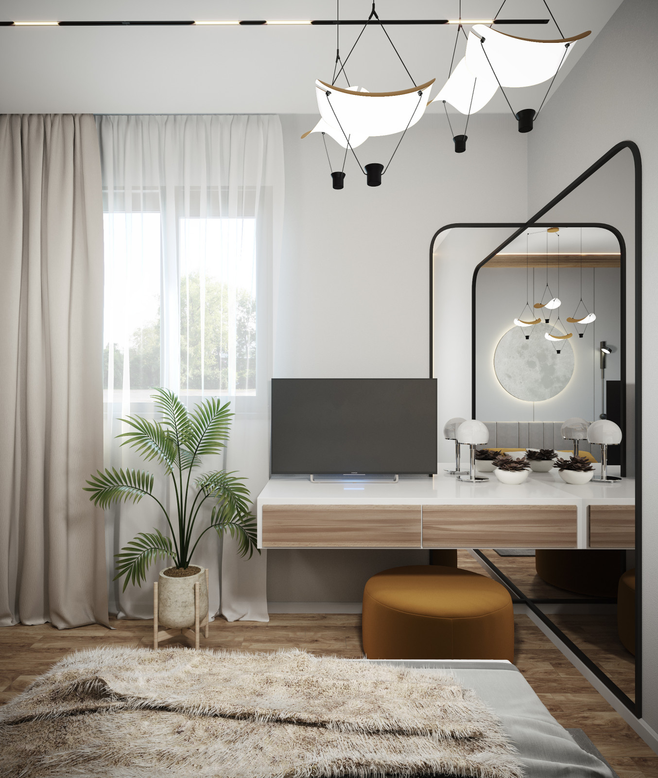 Современный интерьер коттеджа для молодой пары.