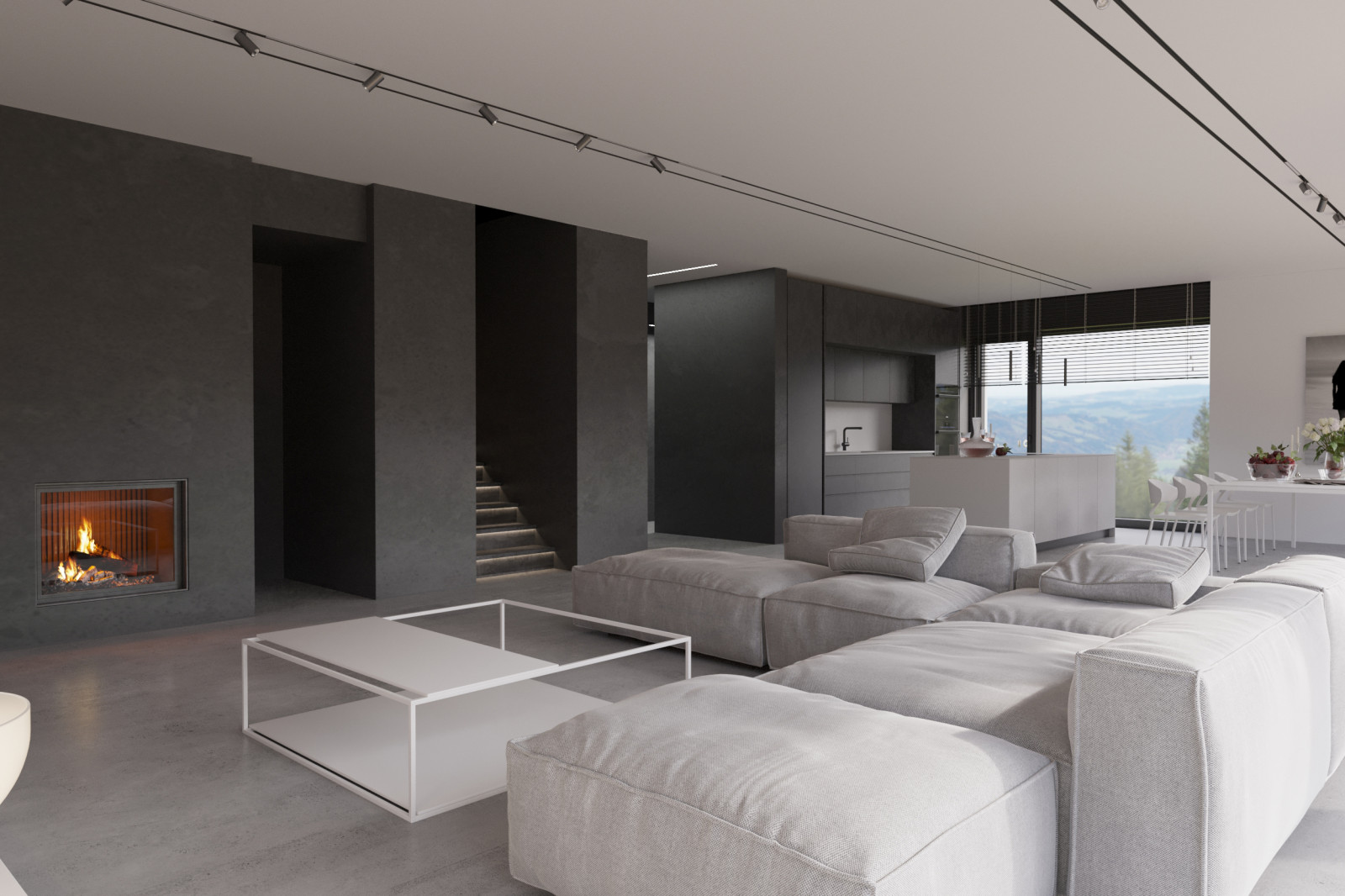 Визуализация проекта коттеджа студии 13/72 . Гостиная