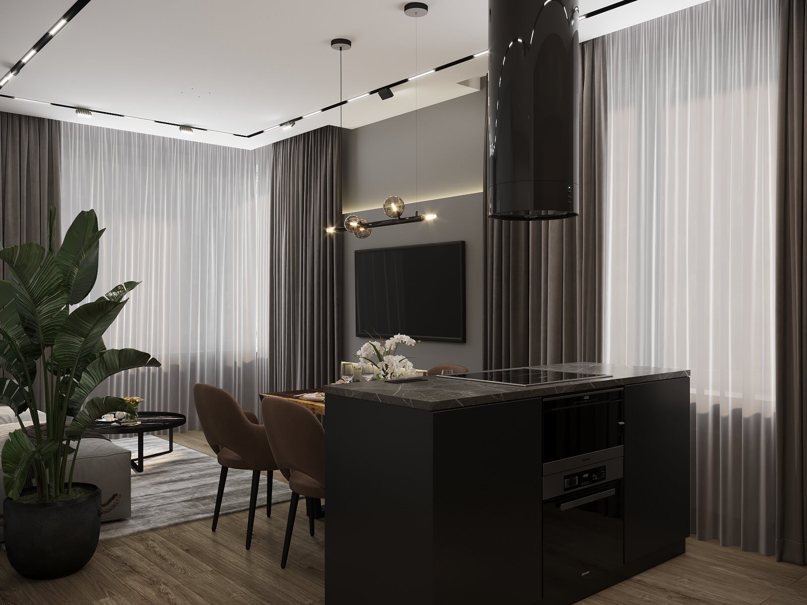 Дизайн трехкомнатной квартиры 65м² для молодой пары в ЖК Европейский квартал