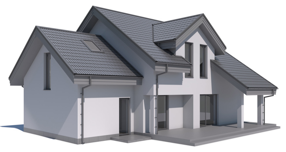 Современный дом с мансардой и гаражом, 190 м.кв.