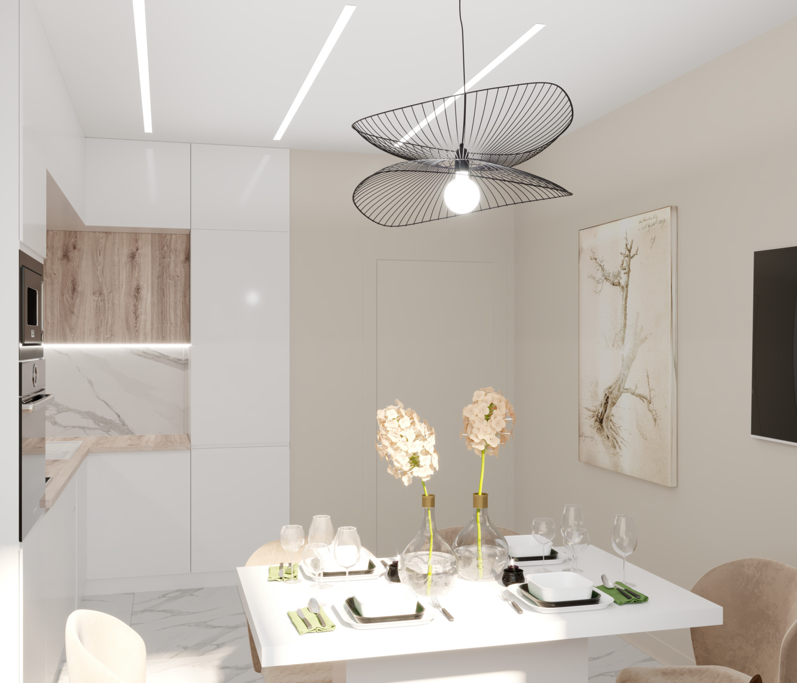 Двухкомнатная квартира в нейтральных тонах