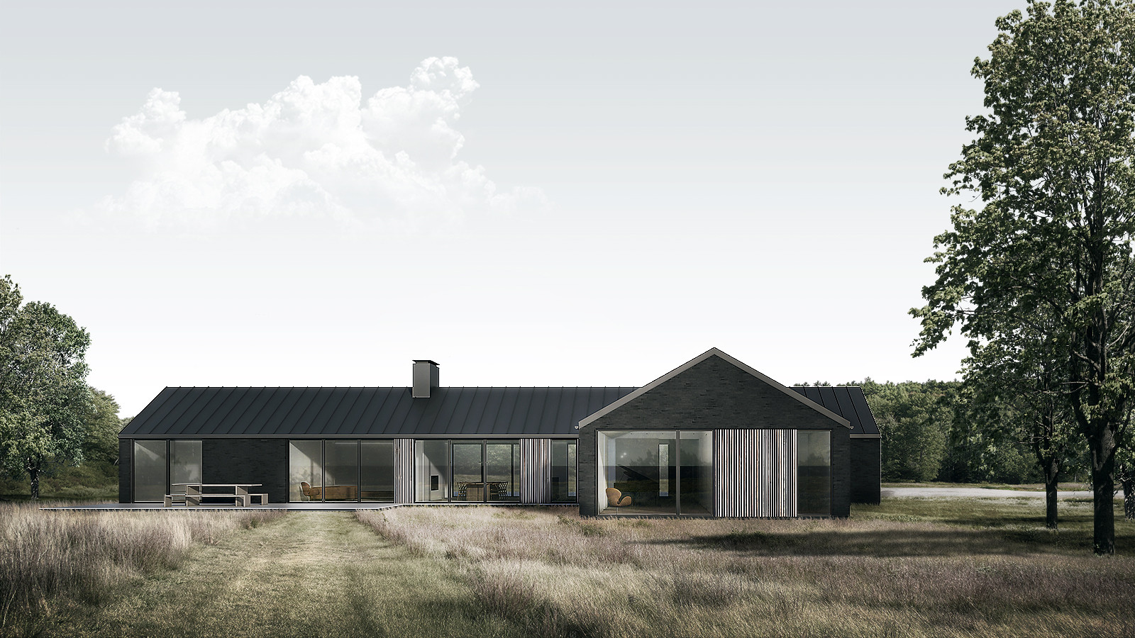 Обложка проекта: Концепция одноэтажного загородного дома 200 м.кв.