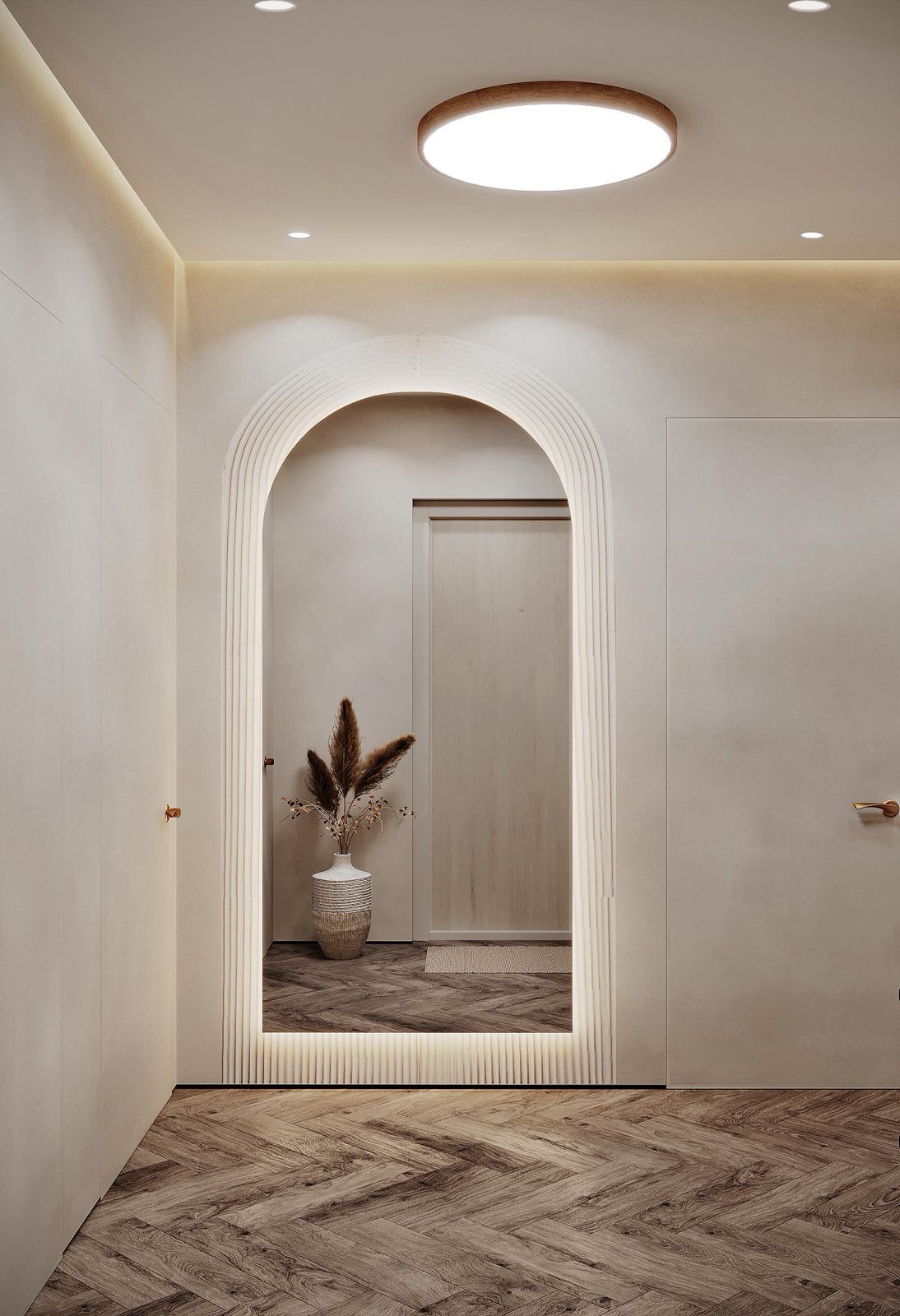 Дизайн интерьера квартиры в стиле джапанди с элементами бохо в ЖК "Квартал Che"