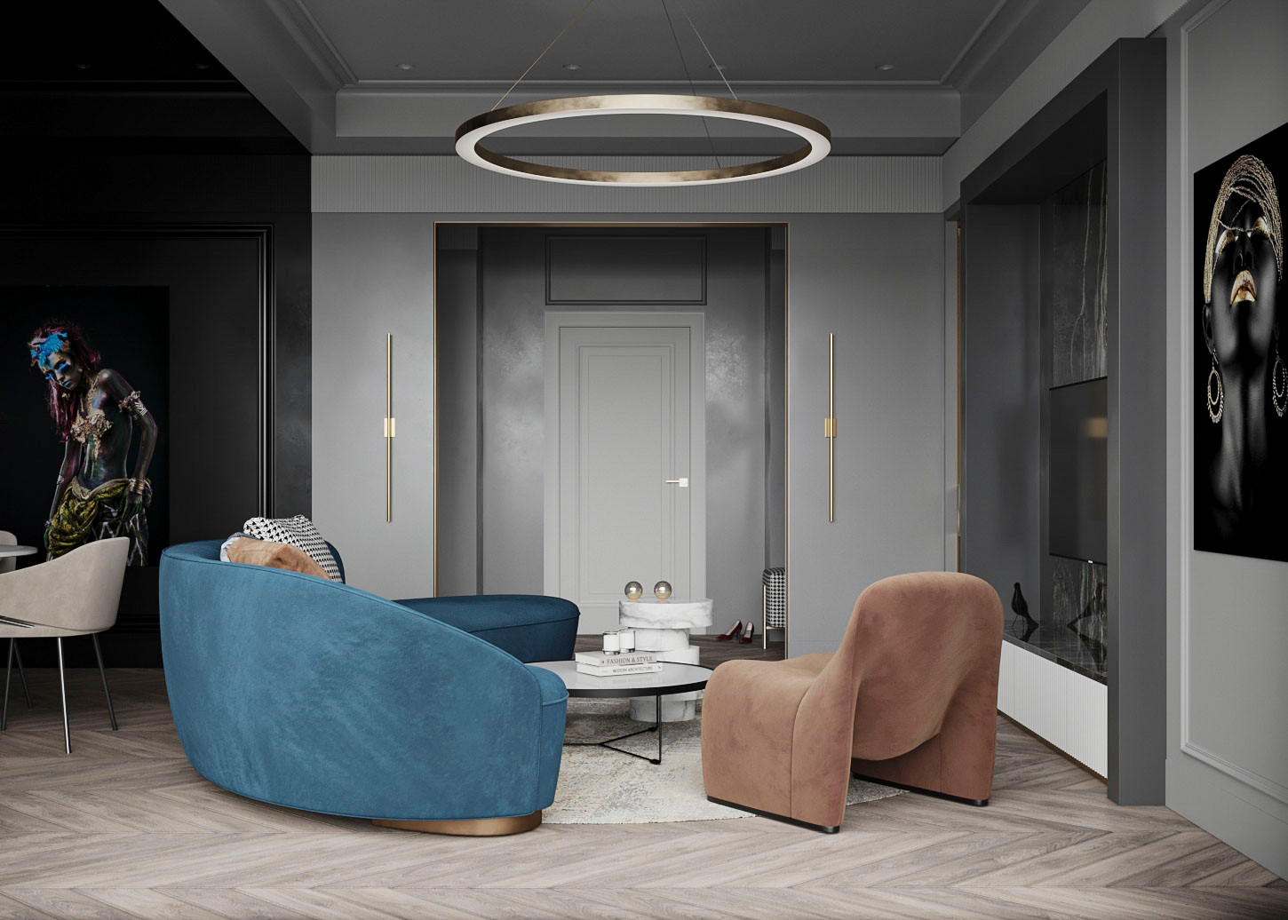 Атмосферная кухня_гостинная