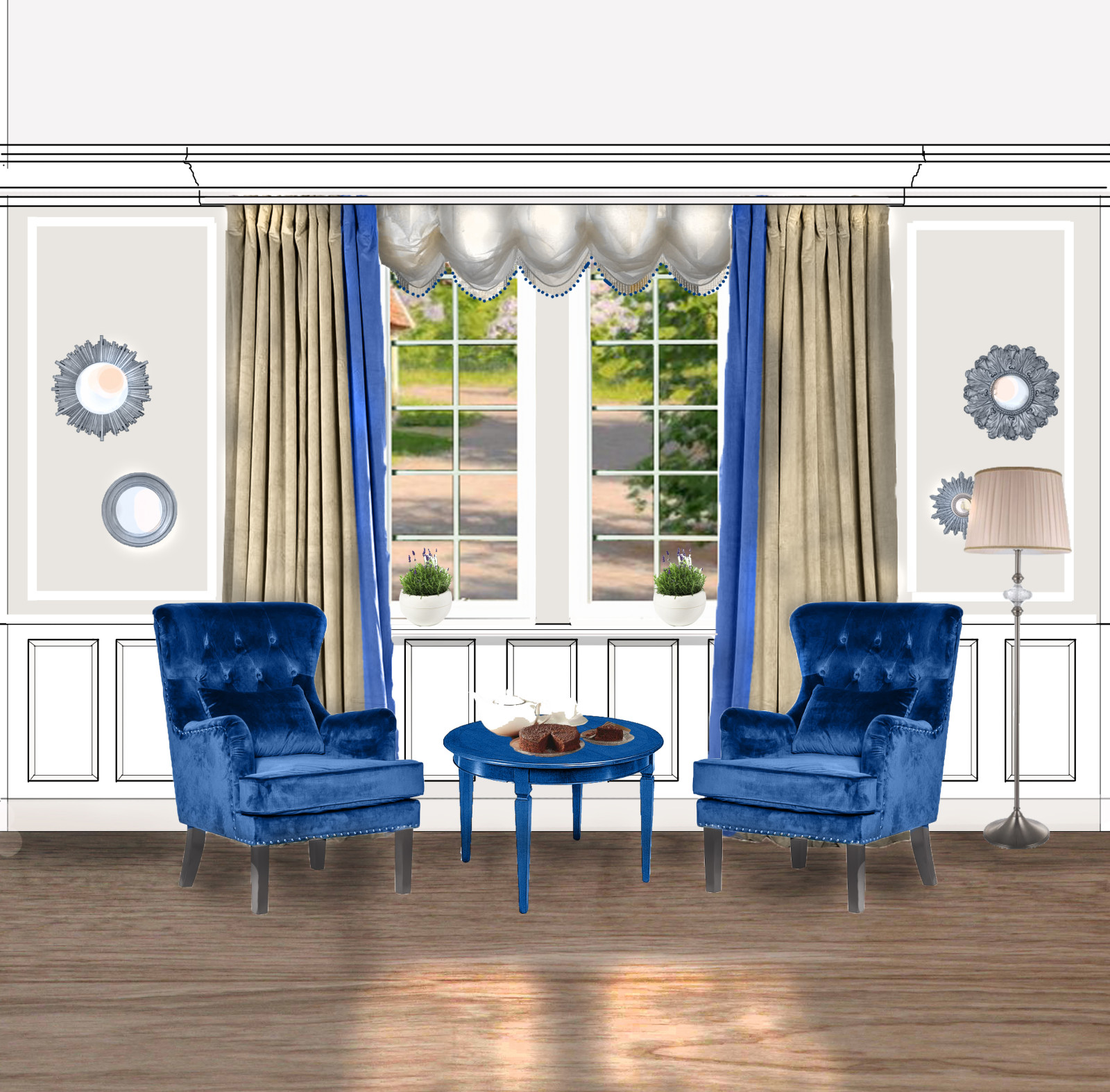 Эскизы интерьеров для коттеджа в Парк Вилл