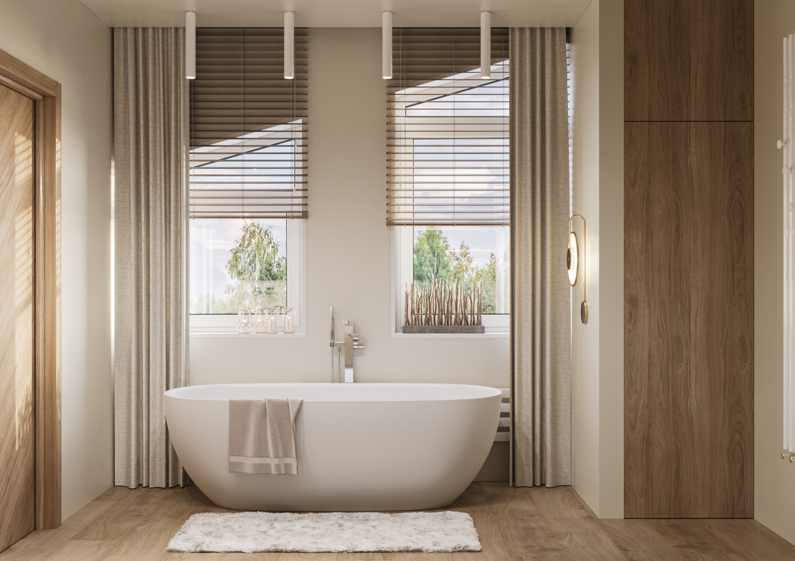 Спальня с ванной комнатой на мансарде