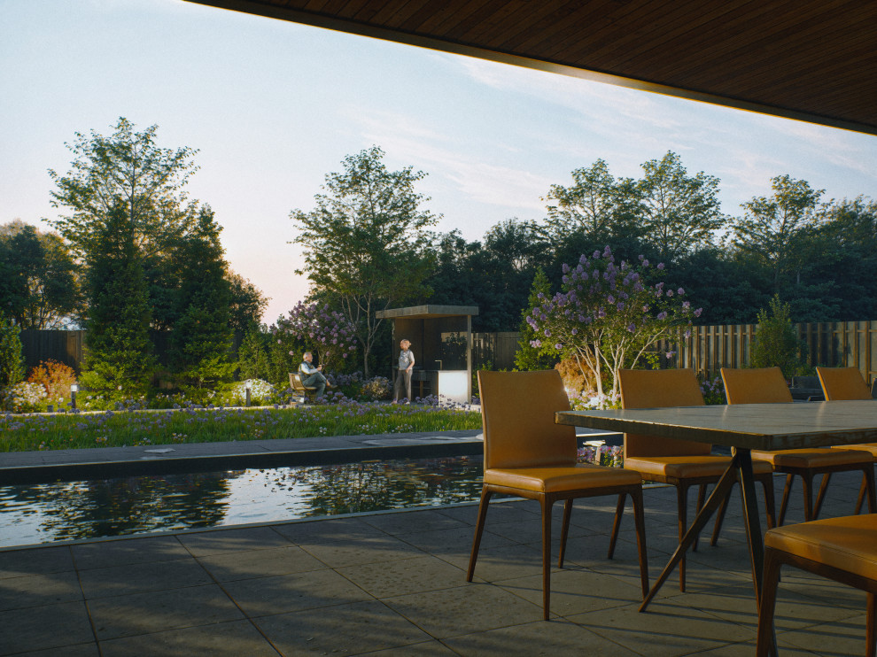 Ландшафтный дизайн загородного участка с бассейном