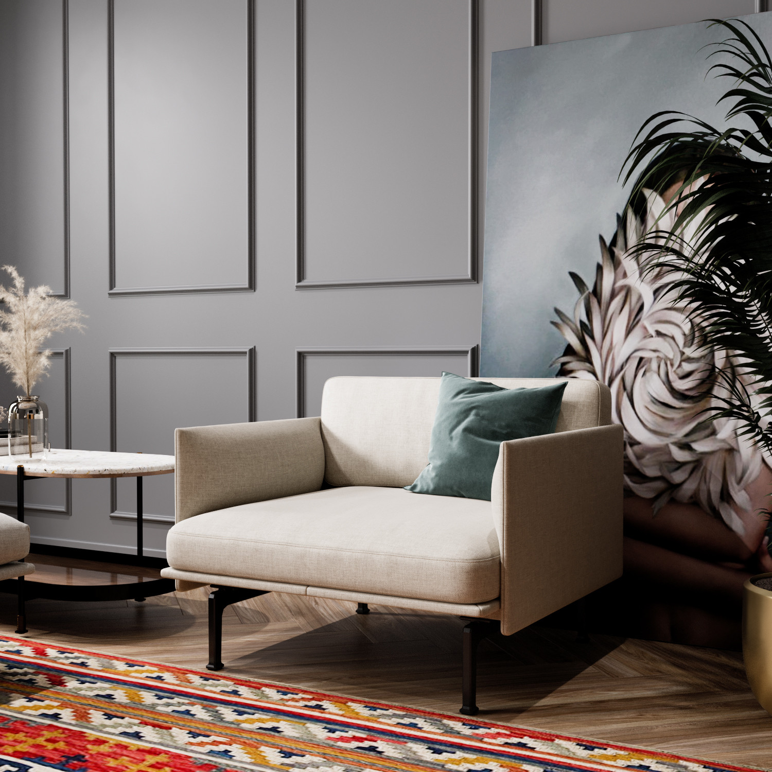 Красивая гостиная в стиле скандик