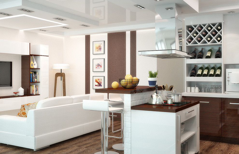Fresh and light interior design for kitchen studio