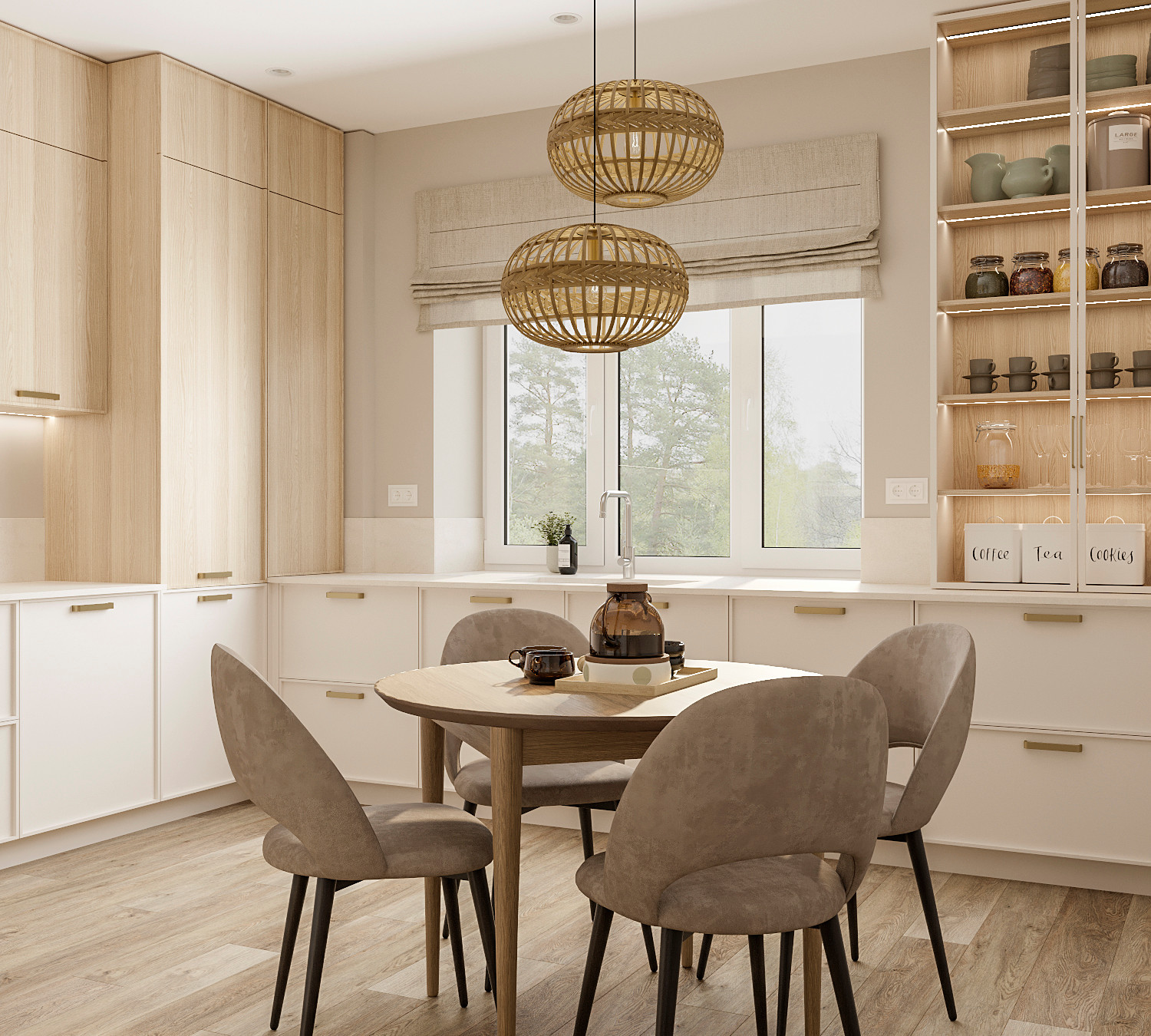 Четырех-комнатная квартира в светлых тонах.