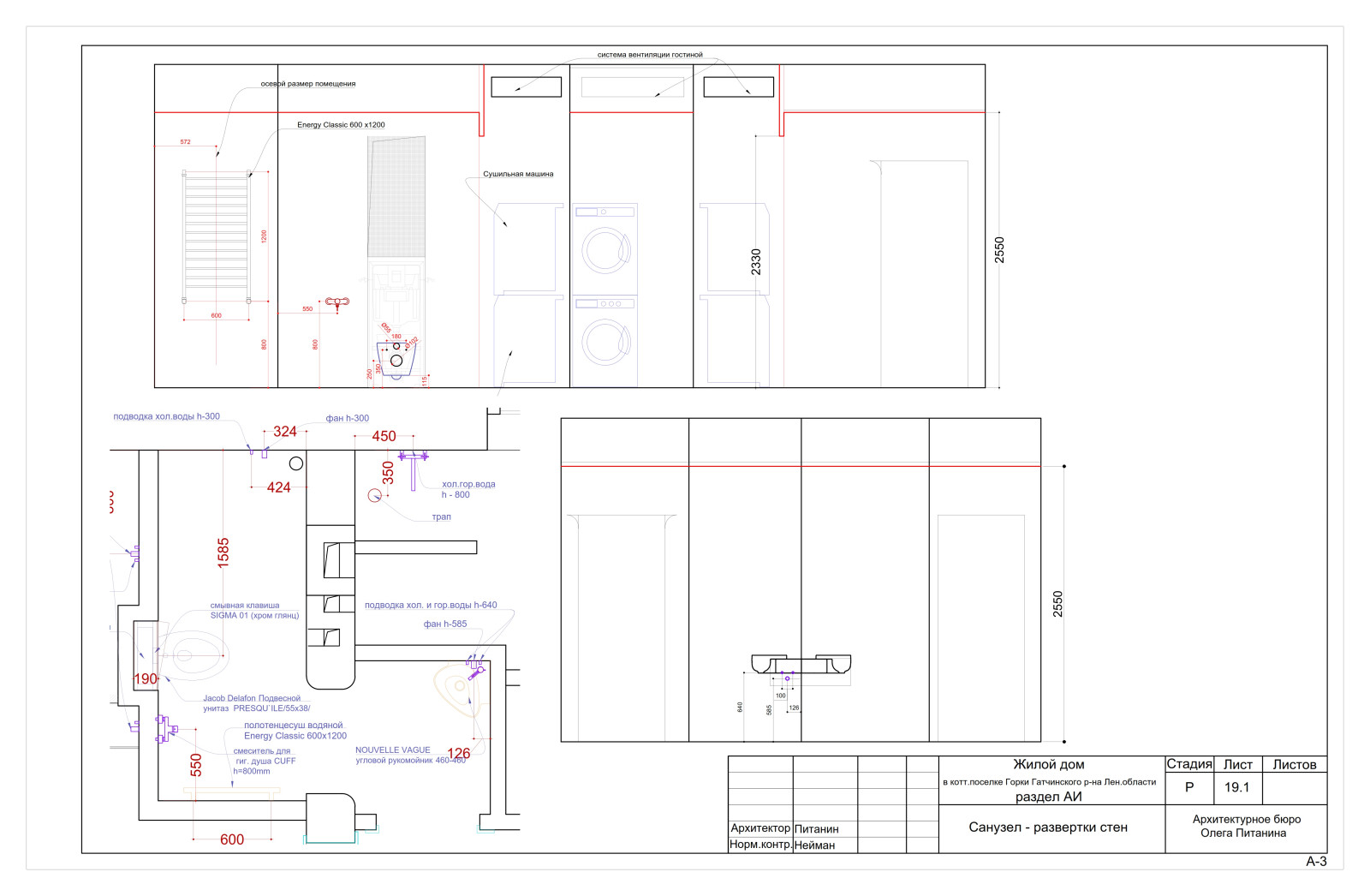 Рабочий проект интерьера современного коттеджа