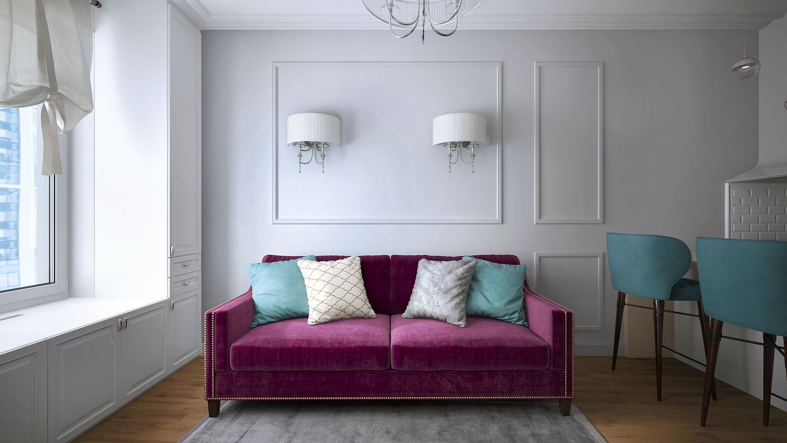 Дизайн интерьера однокомнатной квартиры в традиционном стиле