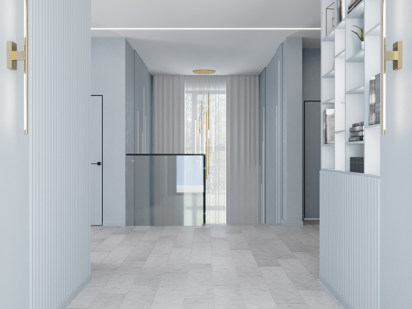 Дизайн-проект дома в голубых тонах