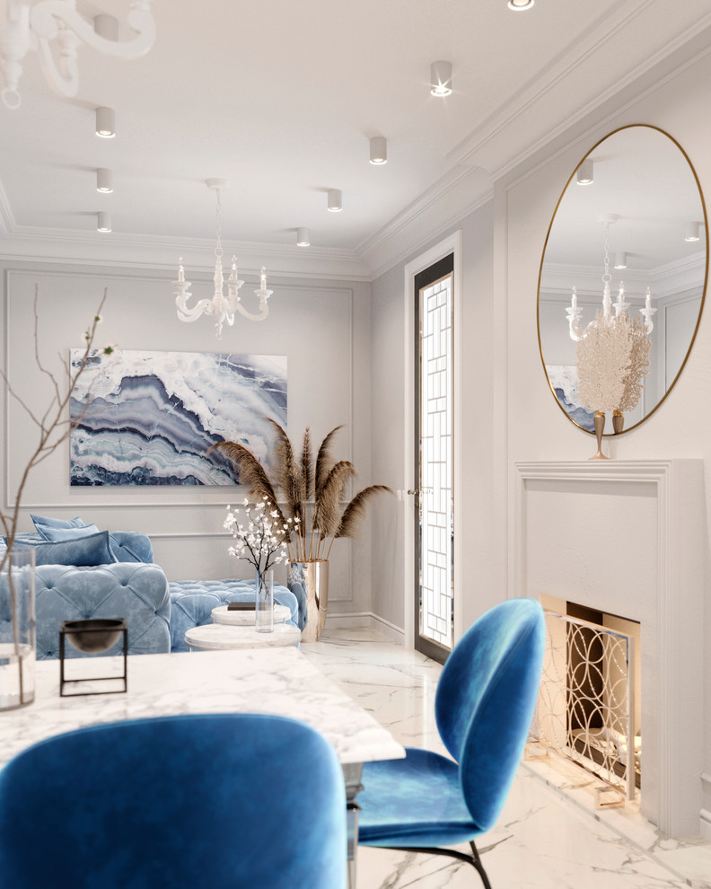 Интерьер кухни-гостиной в современном классическом стиле