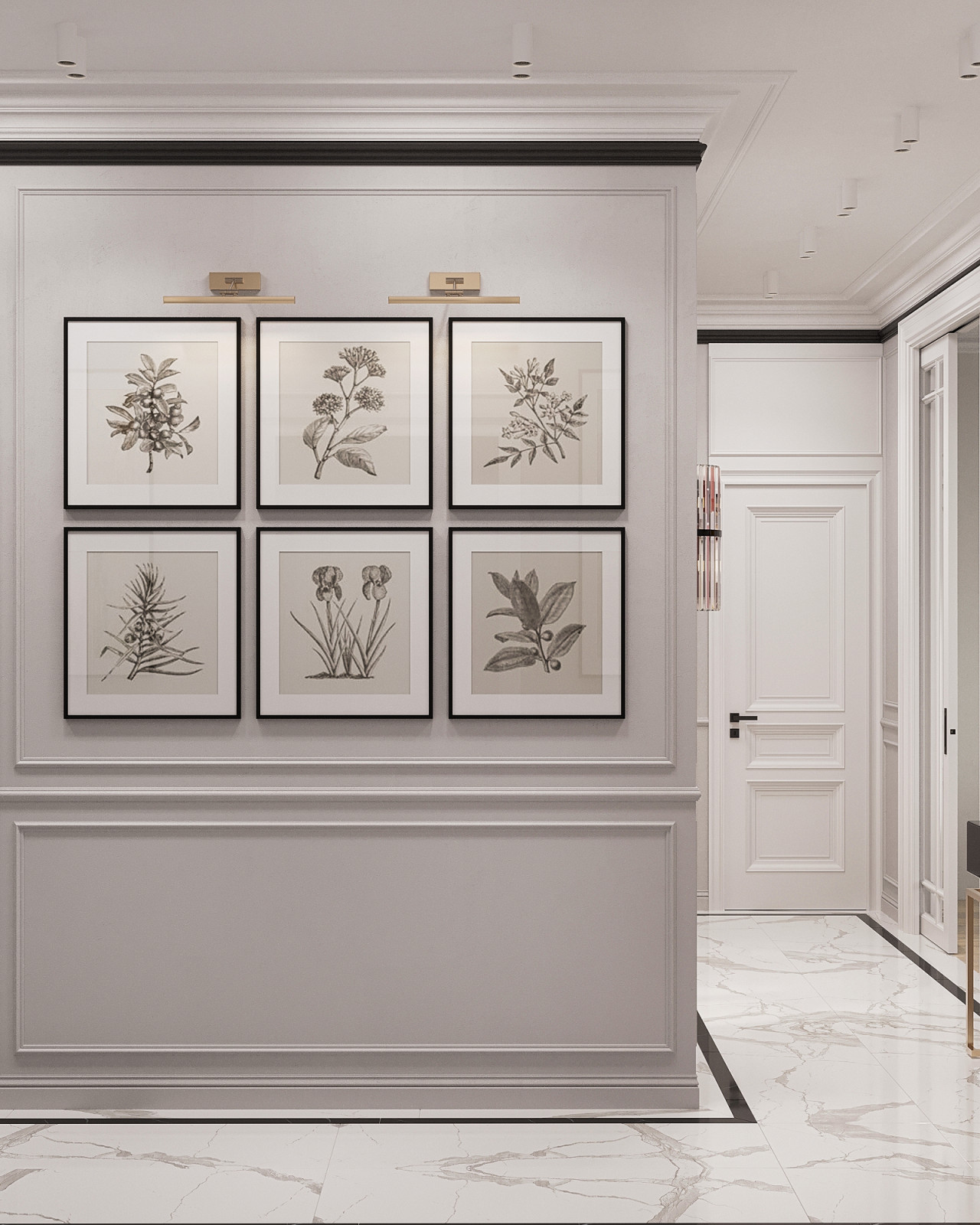 Стильный интерьер с элементами ар-деко в ЖК Петровский квартал на воде - 99 м2