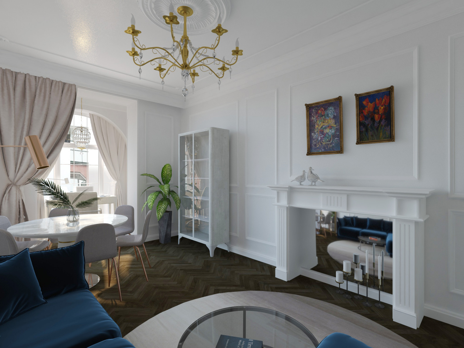 гостиная с белыми стенами