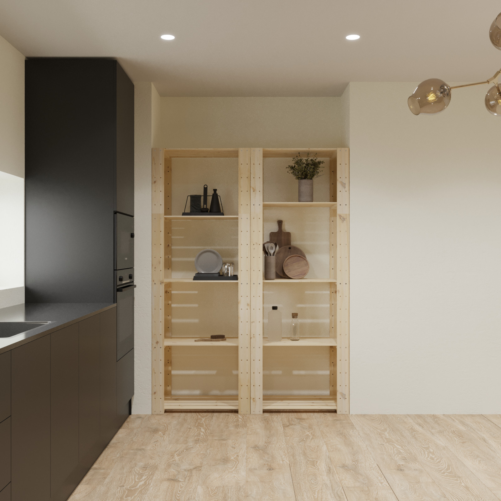 Стеллаж деревянный БОР 2 / Стеллажная система в