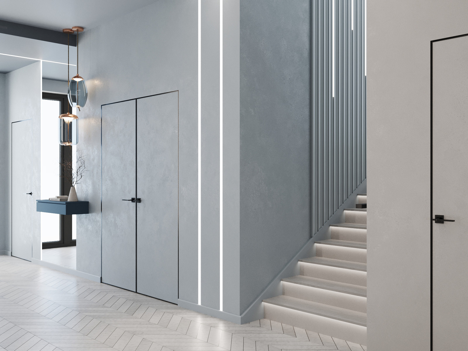 Дизайн-проект дома в голубых тонах