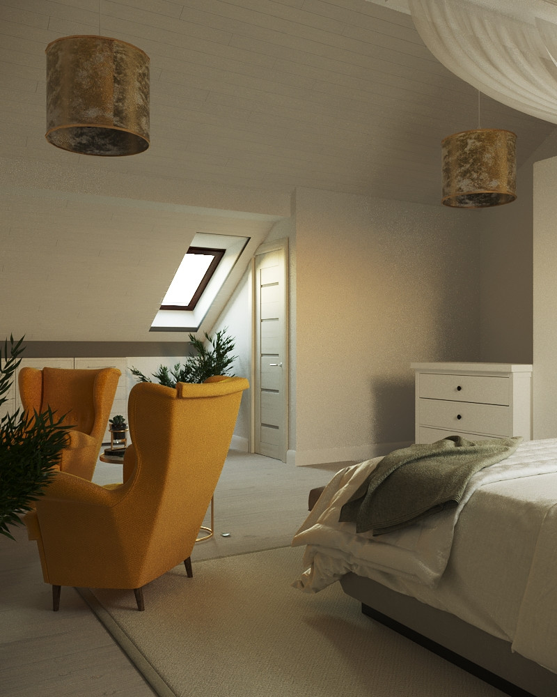 Спальня на мансардном этаже