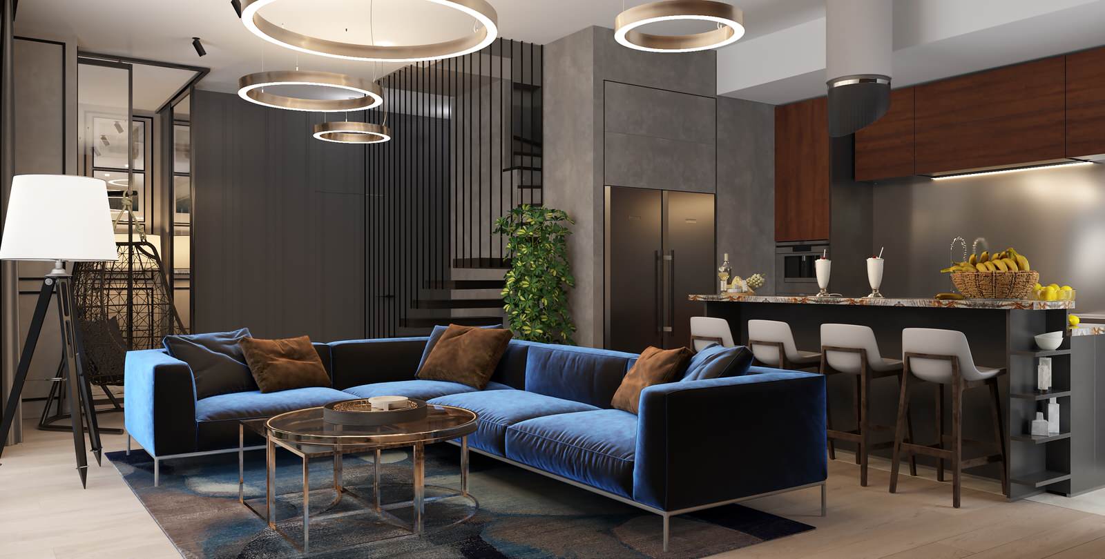 Interiors of private flat at housing complex Monodom