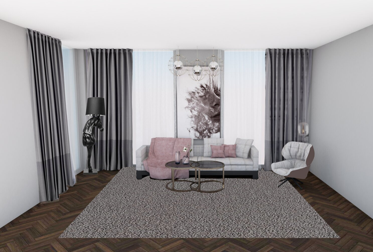 Обложка проекта: Дизайн-проект гостиной с арт-декором