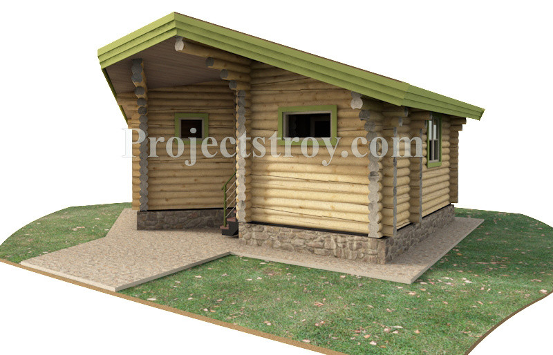 Проект бани из оцилиндрованного бревна 220 мм