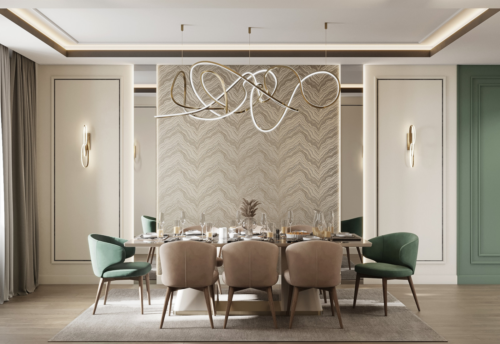 Кухня и отдельная столовая в коттедже