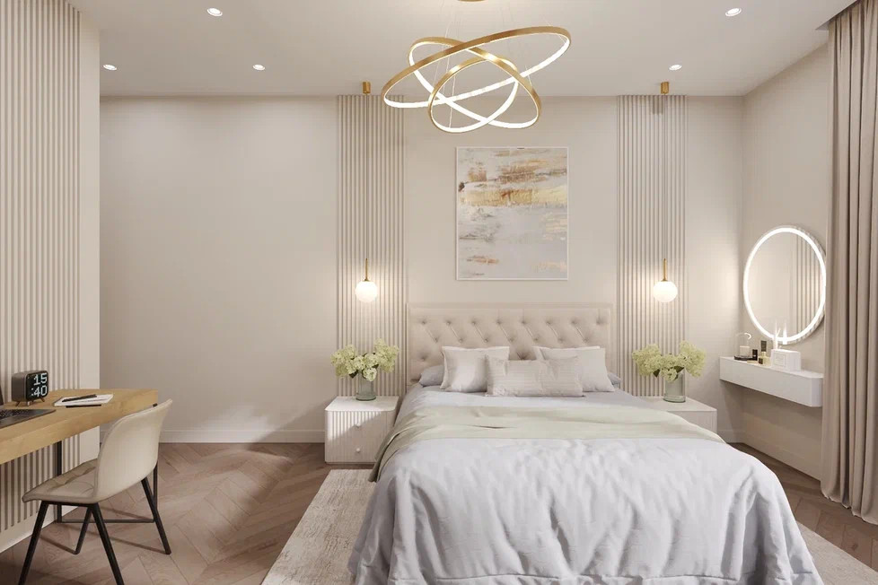 Ремонт квартиры в теплых тоннах с акцентами в нежно голубом цвете