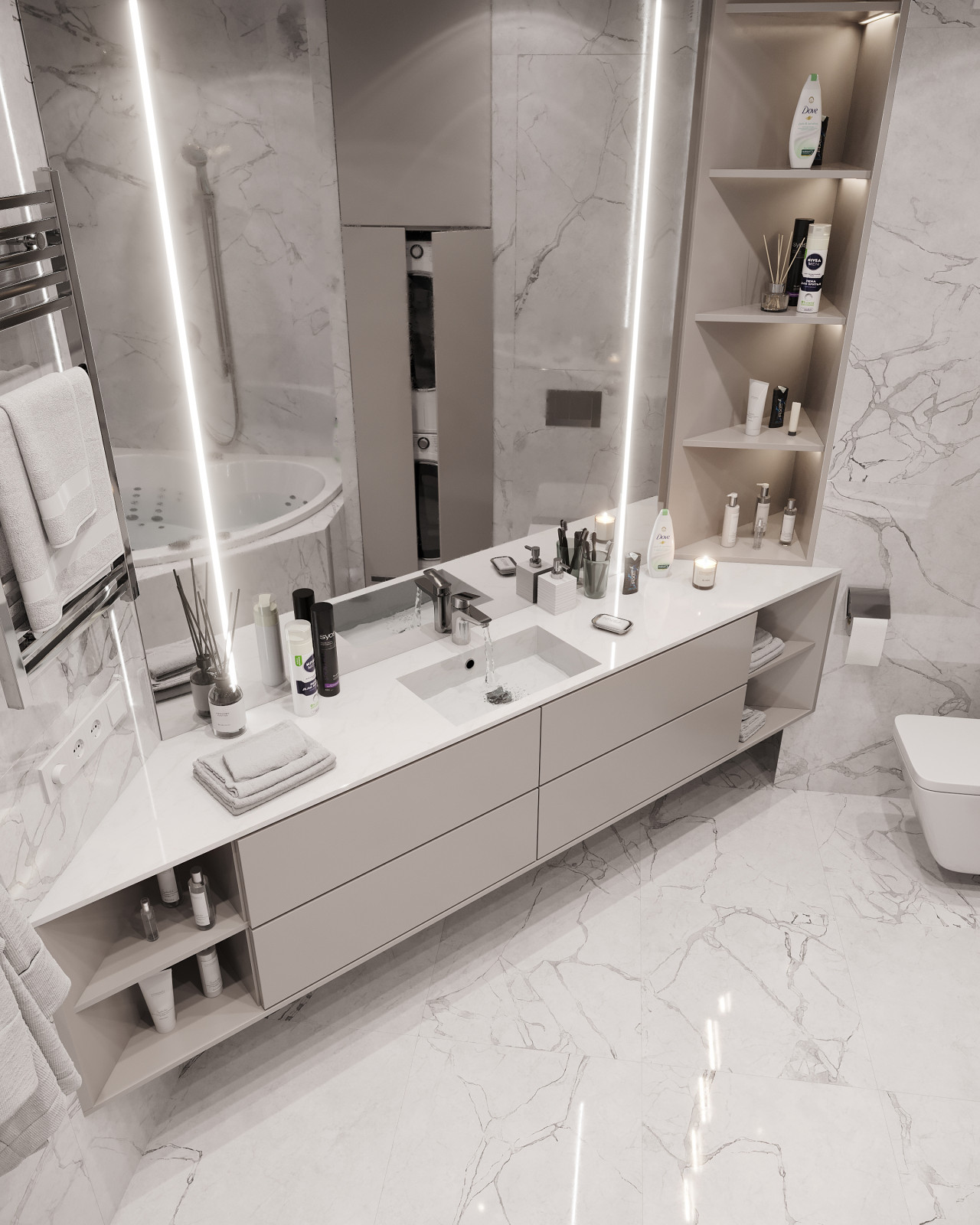 Дизайн и 3д-визуализация санузла в квартире в г. Долгопрудный