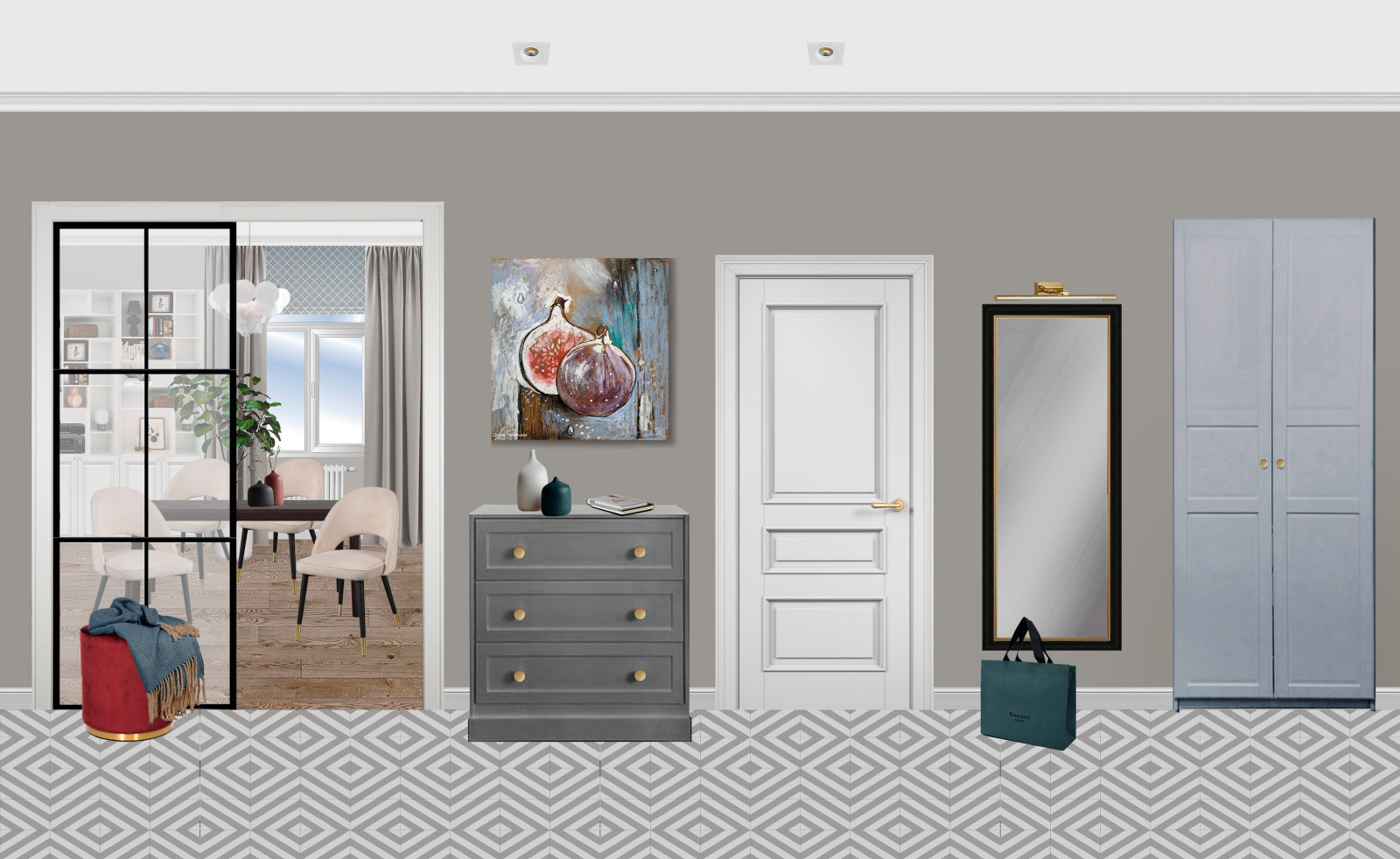 Визуализации - коллажи для проекта квартиры 62кв.м в сталинском доме г. Москва