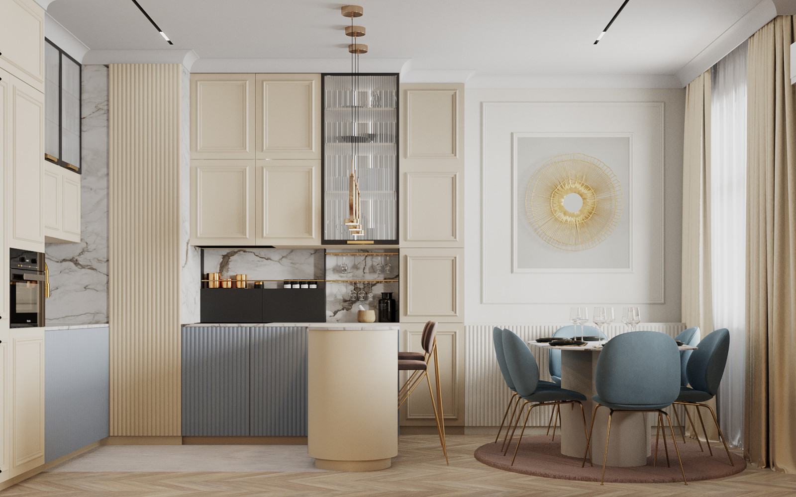 Современная классика. Квартира более 100м2. Кухня-столовая